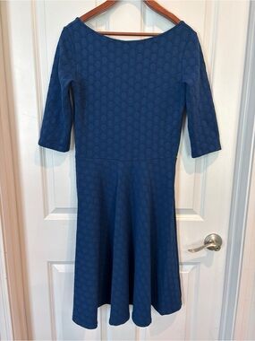 Leota Chase and Wonder Blue Textured Circle Knit Fit & Flare Dress, Size M